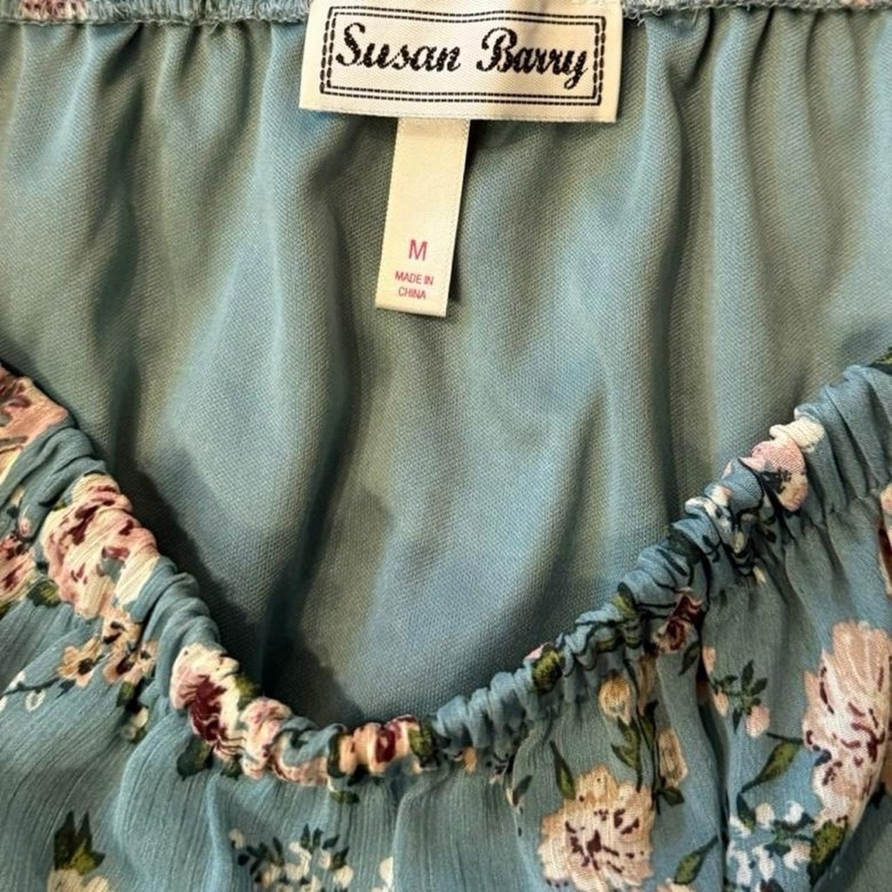 Elegant Floral Maxi Skirt - Teal - Picture 4 of 8